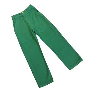 Big Bud Press Work Pants High Rise Wide Leg Women XXS Green Cotton Canvas